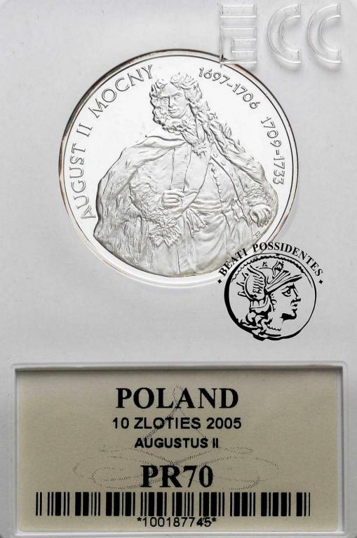 10 złotych 2005 August II Mocny GCN PR70