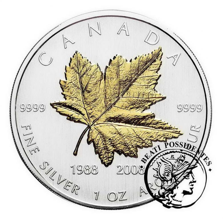 Kanada 5 Dolarów 2008 Liść Klonu st.L