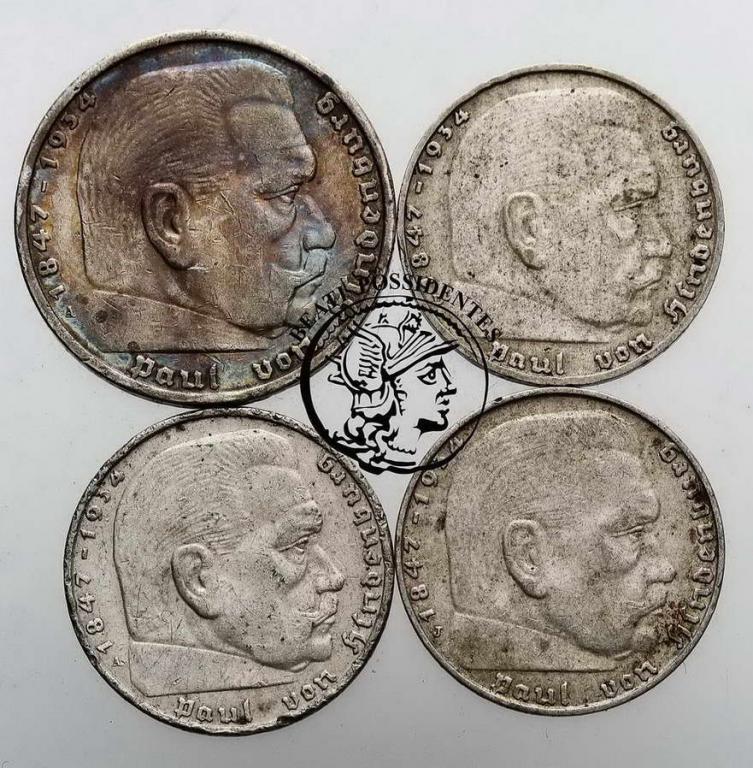 Niemcy III Rzesza monety srebrne lot 4szt st.3-