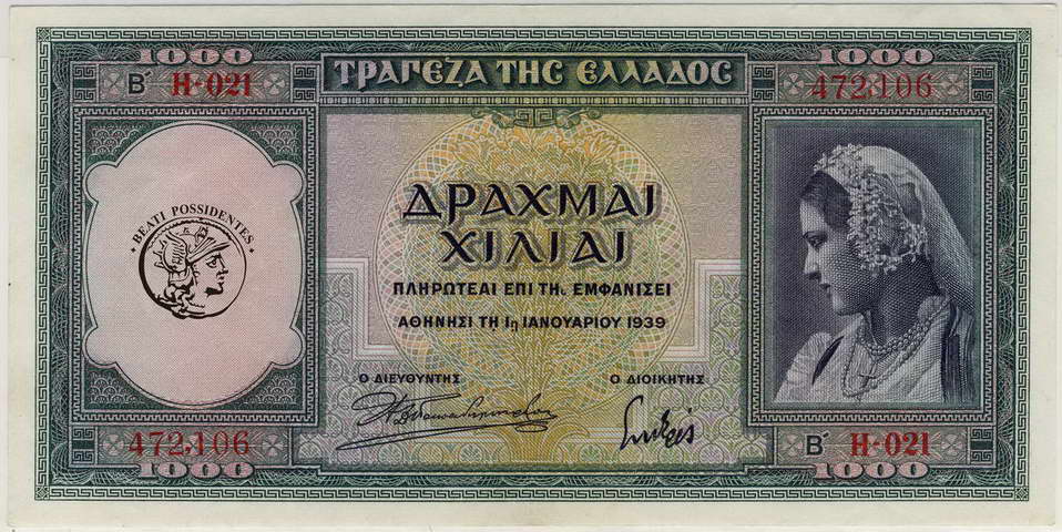 Grecja 1000 Drachm 1939 st.2