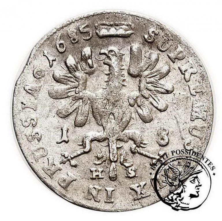 Niemcy Prusy ort pruski 1685 HS st. 3+