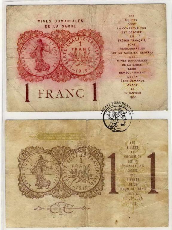 Francja 1 Frank 1919 lot 2 szt st. 4