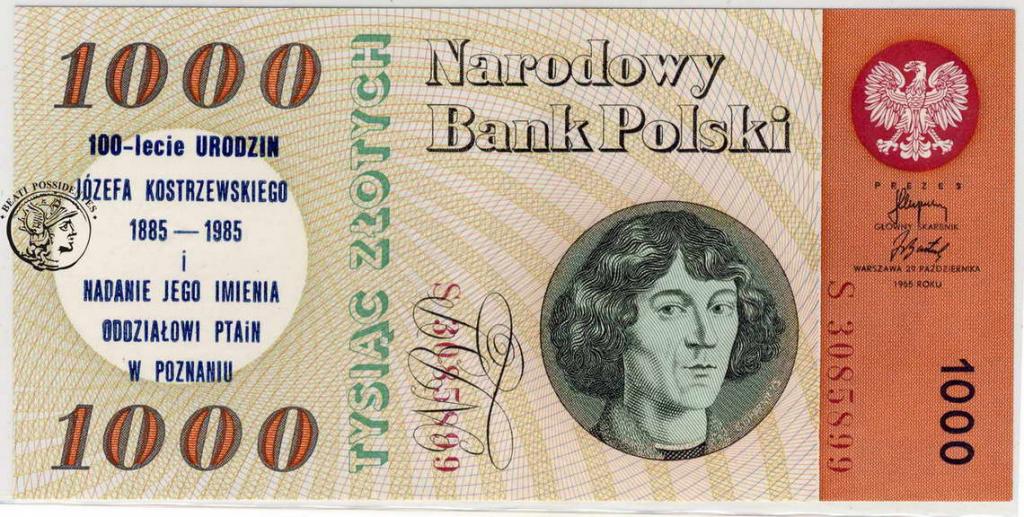 Polska 1000 zł 1965 nadruk okolicznościowy st.1