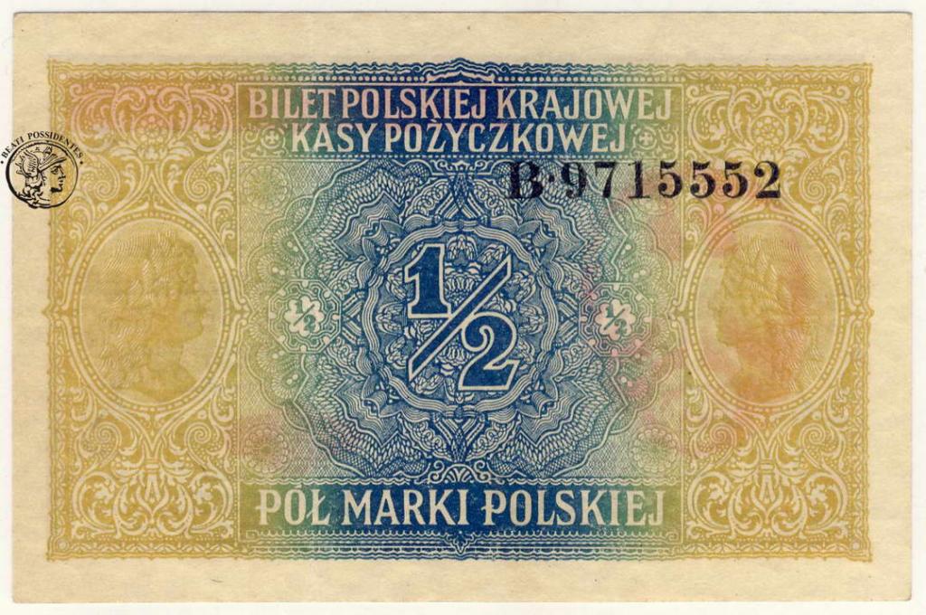 Polska 1/2 marki polskiej 1916 Generał st. 1-