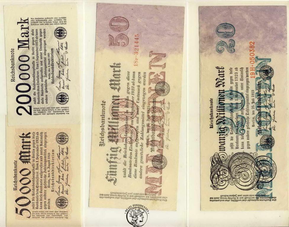 Niemcy 1923 Inflacja lot 4 szt st.2/3+