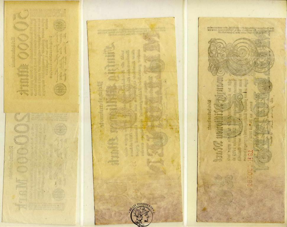 Niemcy 1923 Inflacja lot 4 szt st.2/3+