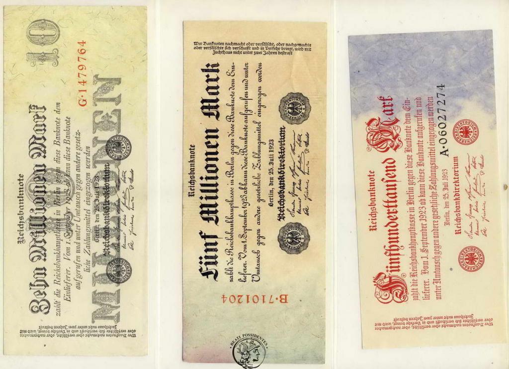 Niemcy 1923 Inflacja lot 3 szt st.2/3+