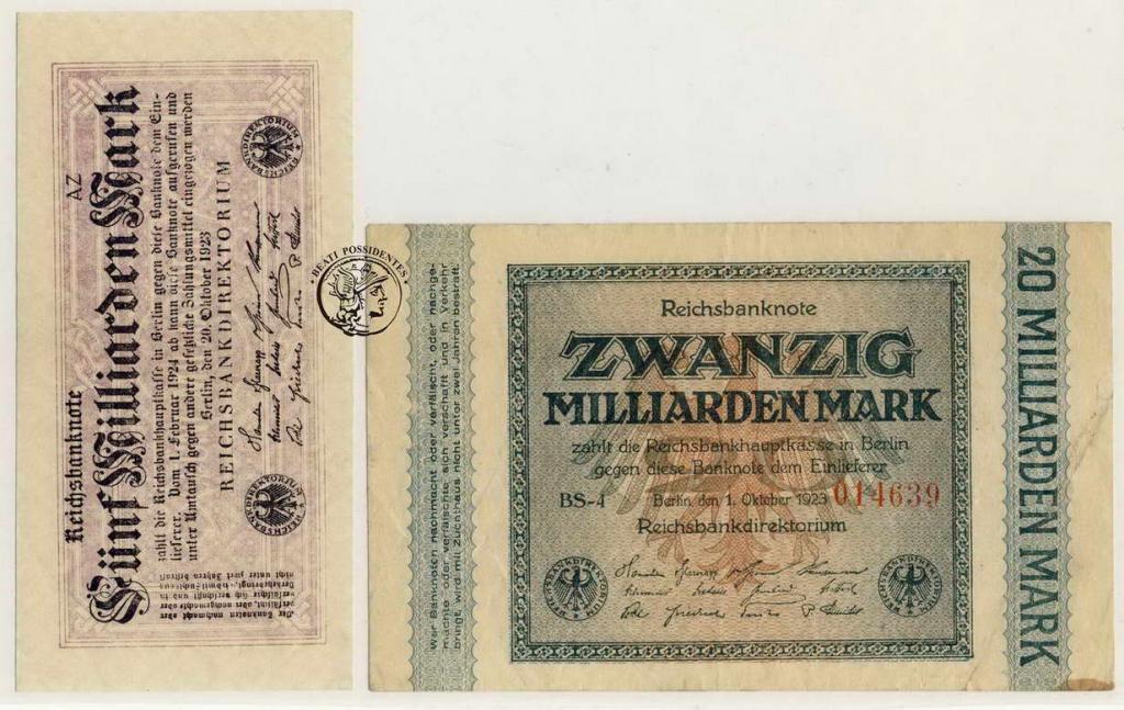 Niemcy 1923 Inflacja lot 2 szt st.2/3