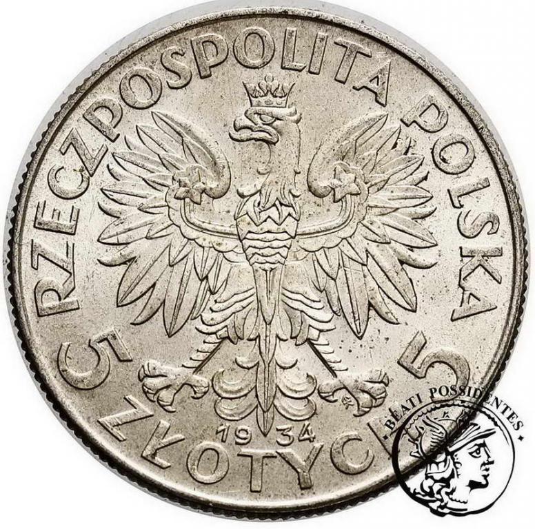 Polska 5 złotych Głowa kobiety 1934 st.1-