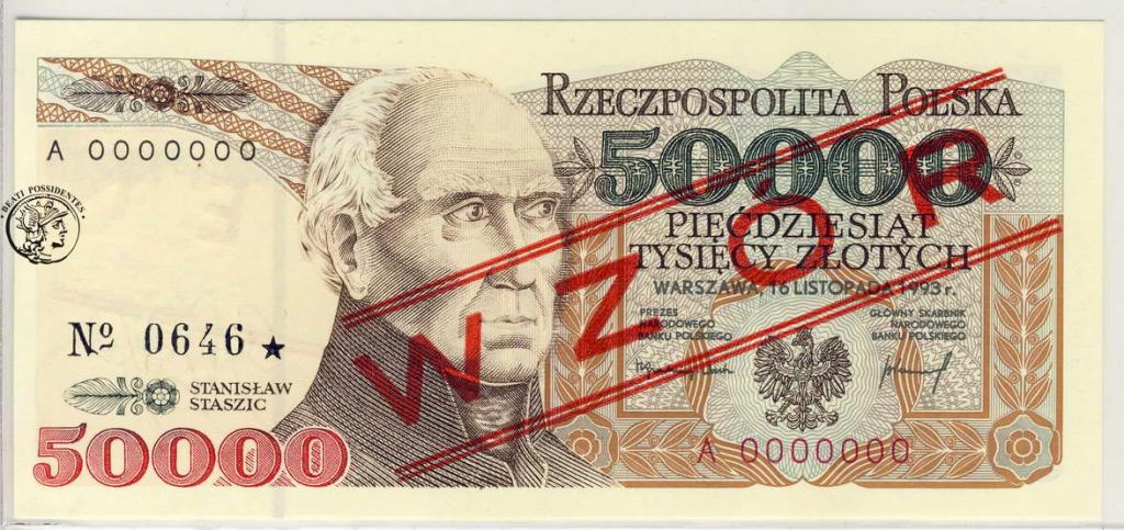 Polska WZÓR 50000 złotych 1993 seria A st.1
