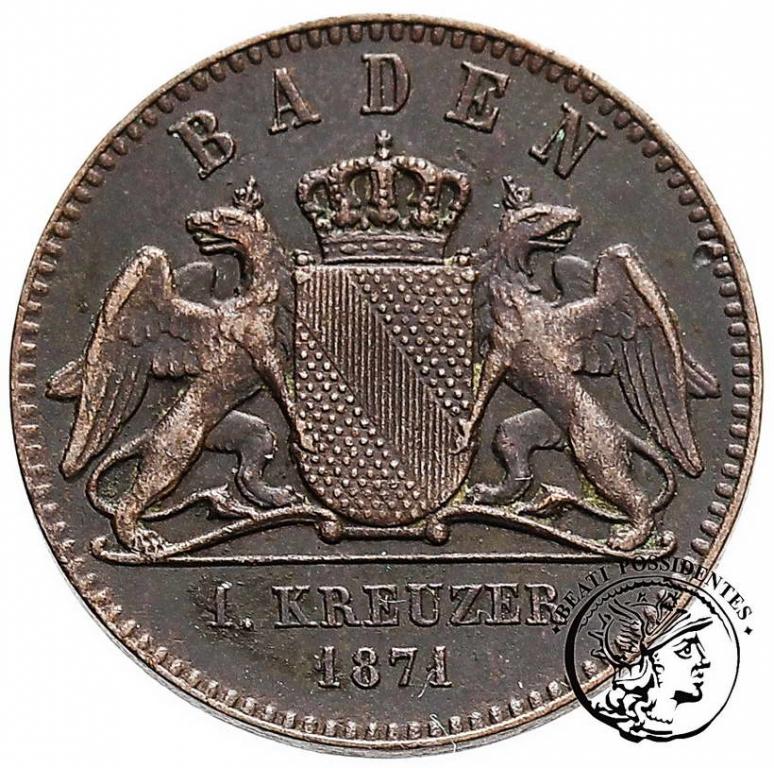 Niemcy Badenia 1 Krajcar 1871 st. 3+