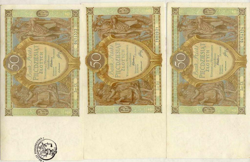 Polska 50 złotych 1929 lot 3 sztuk st.2