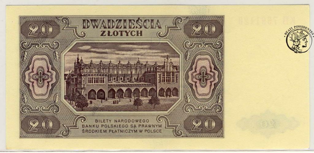 Polska 20 złotych 1948 seria KB st.1-