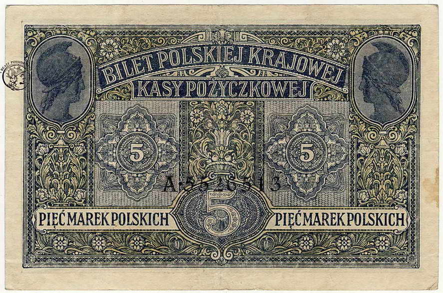 Polska 5 marek polskich 1916 generał st.3