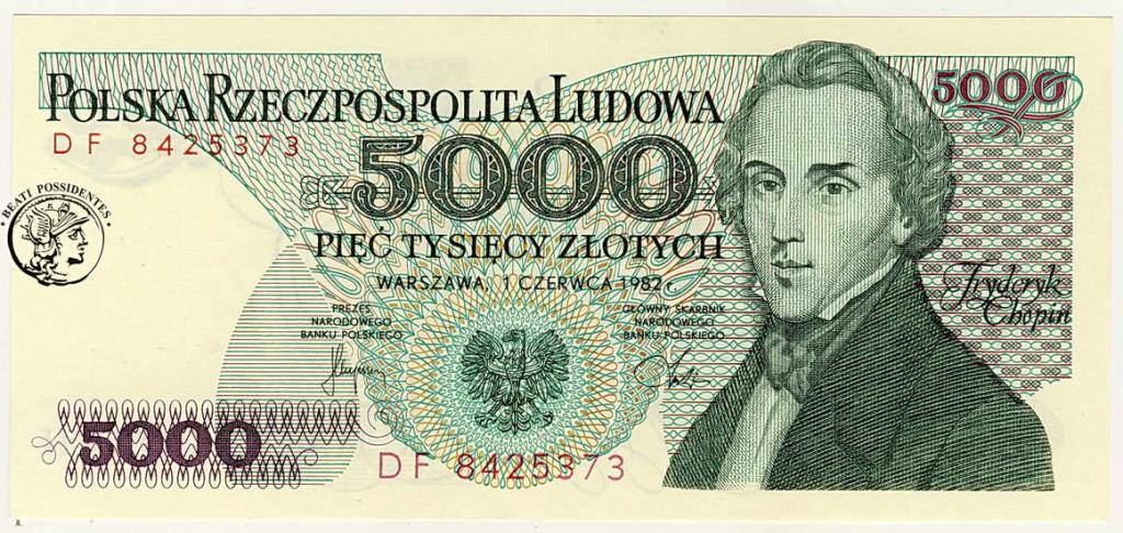 Polska 5000 złotych 1982 seria DF st.1
