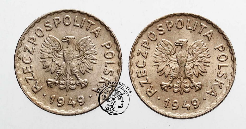 Polska PRL 1 złoty 1949 lot 2 sztuk st.2/2+