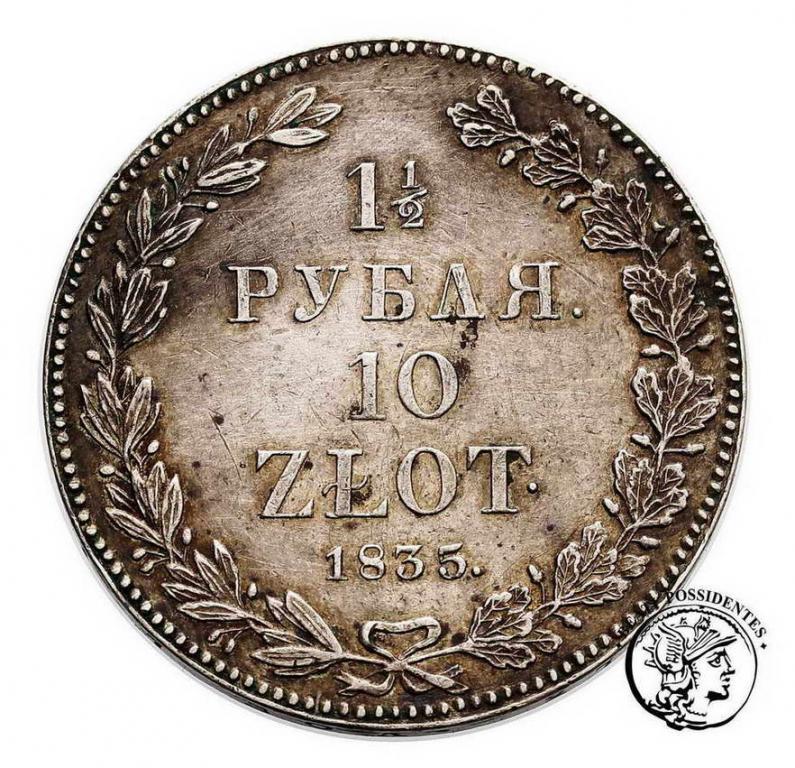 Polska 1 1/2 Rbl = 10 zł 1835 NG Mikołaj I st.2-