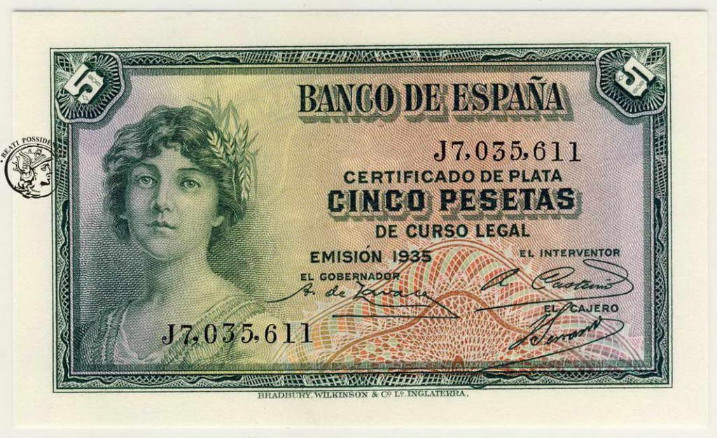 Hiszpania 5 Pesetas 1935 st.1