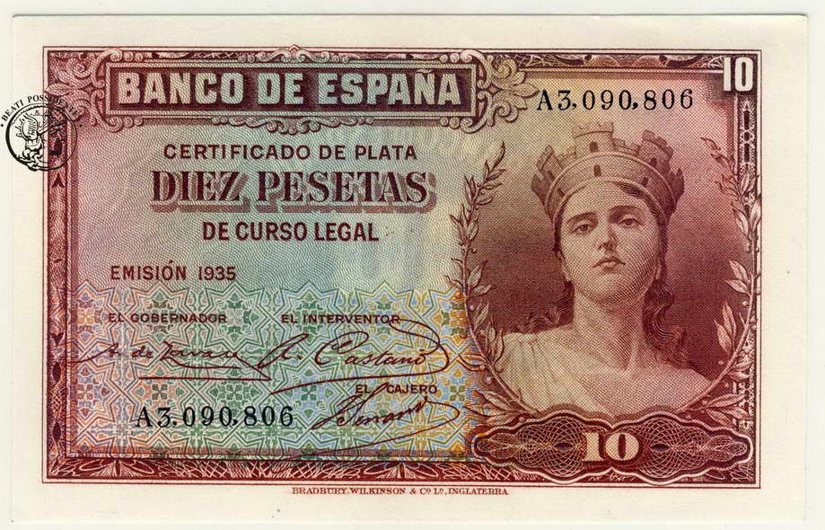 Hiszpania 10 Pesetas 1935 st.1