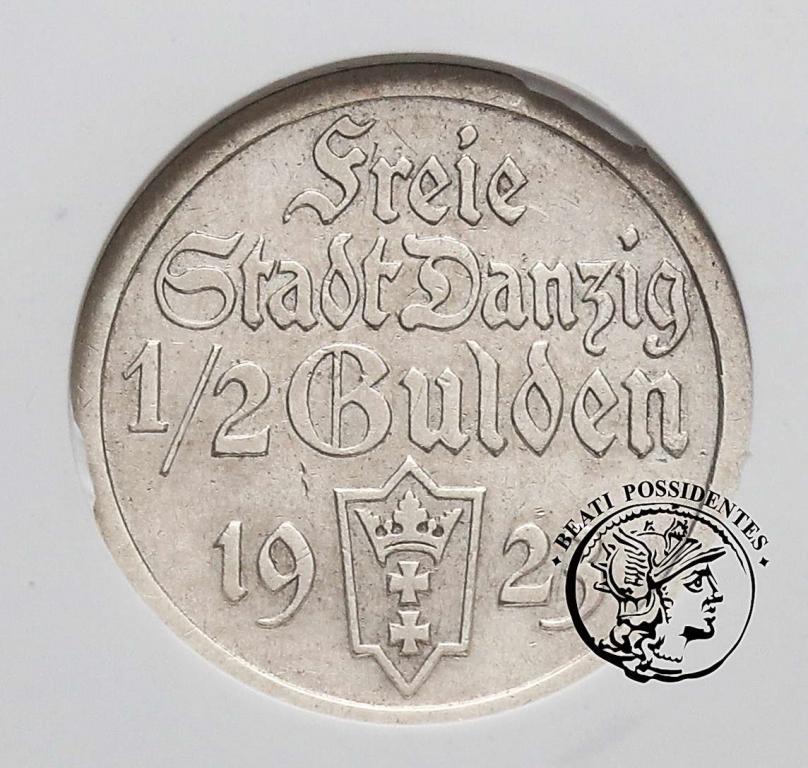 Polska W M Gdańsk 1/2 Guldena 1923 GCN XF45