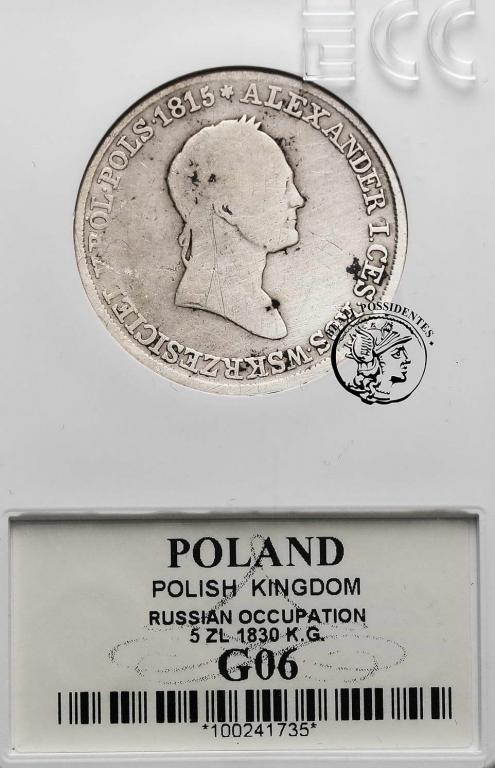 Polska 5 złotych 1830 KG Mikołaj I GCN G06