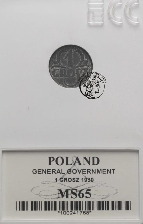 Polska Gen. Gub. 1 grosz 1939 GCN MS65