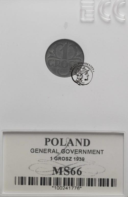 Polska Gen. Gub. 1 grosz 1939 GCN MS66