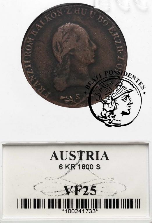 Austria 6 krajcarów 1800 S GCN VF25