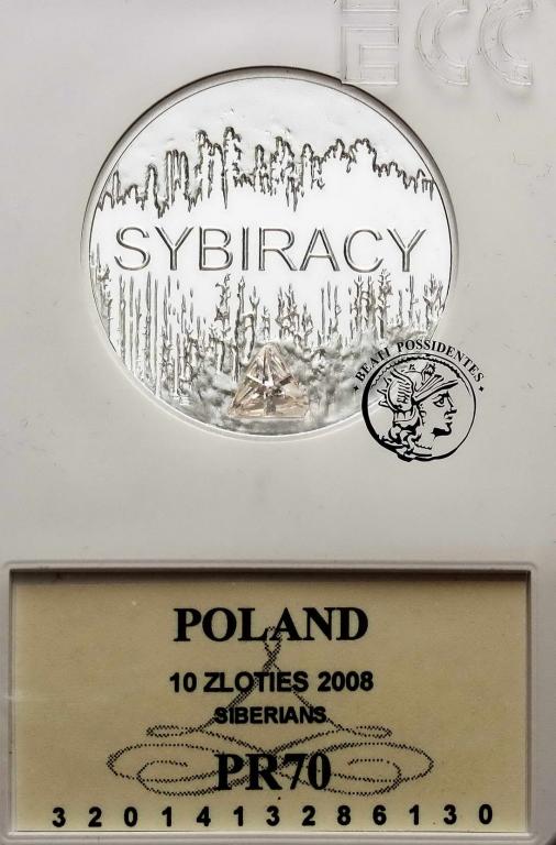 Polska III RP 10 złotych 2008 Sybiracy GCN PR70