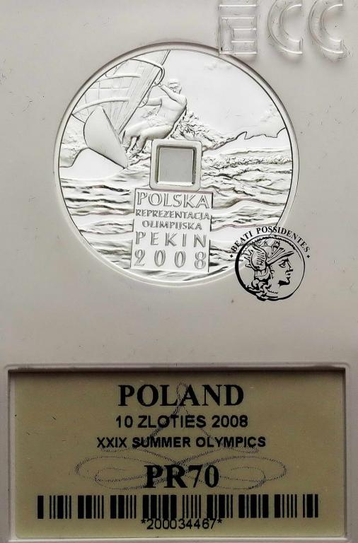 Polska III RP 10 złotych 2008 Oly Pekin GCN PR70