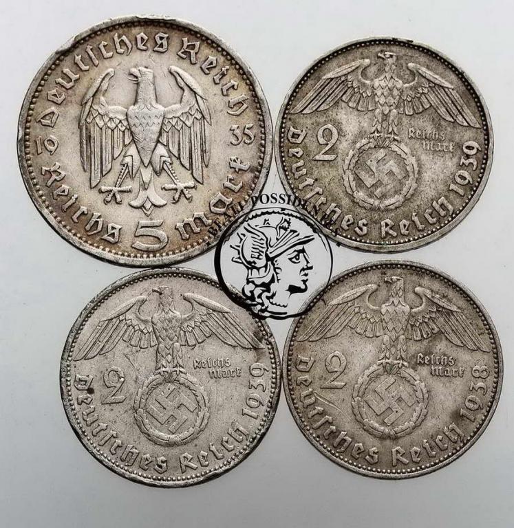 Niemcy III Rzesza monety srebrne lot 4 szt. st.3-
