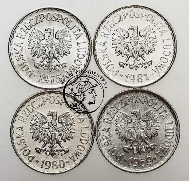 Polska PRL 1 złoty lot 4 sztuk 1969-1981 st.1