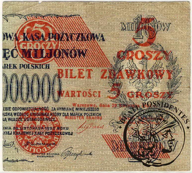 Polska 5 groszy 1924 bilet zdawkowy st.4