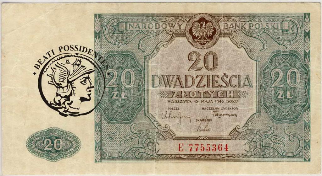 Polska 20 zł 1946 seria E st.4