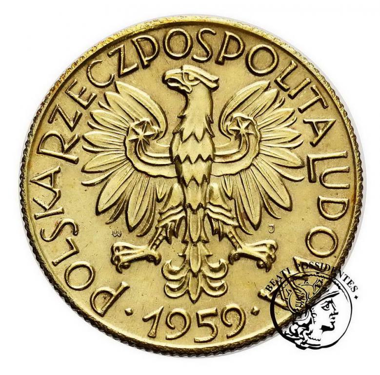 Polska PRL PRÓBA 5 złotych 1959 Mosiądz st.1-