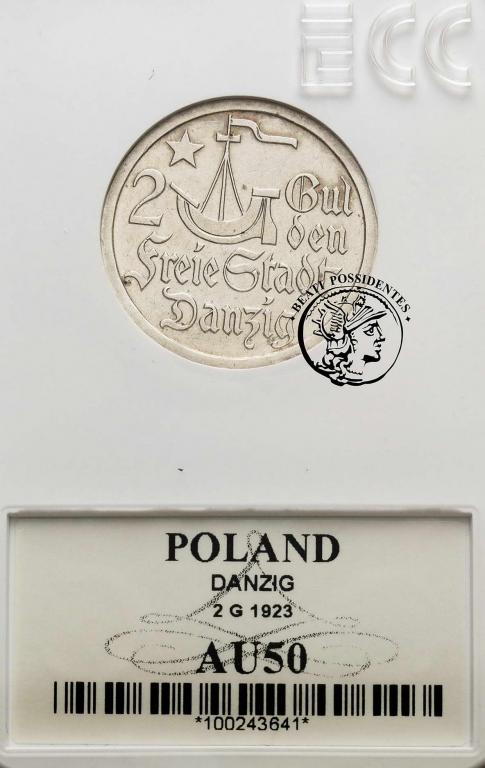 Polska W M Gdańsk 2 Guldeny 1923 GCN AU50