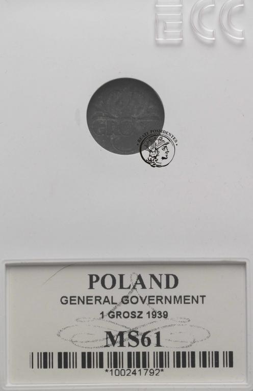 Polska Gen. Gub. 1 grosz 1939 GCN MS61