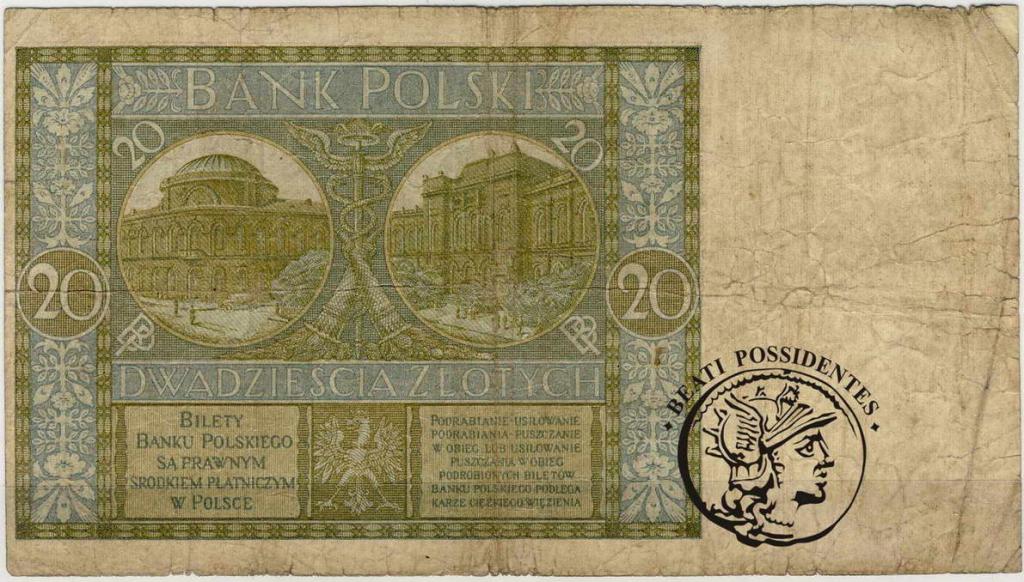 Polska 20 złotych 1926 seria AD st.4