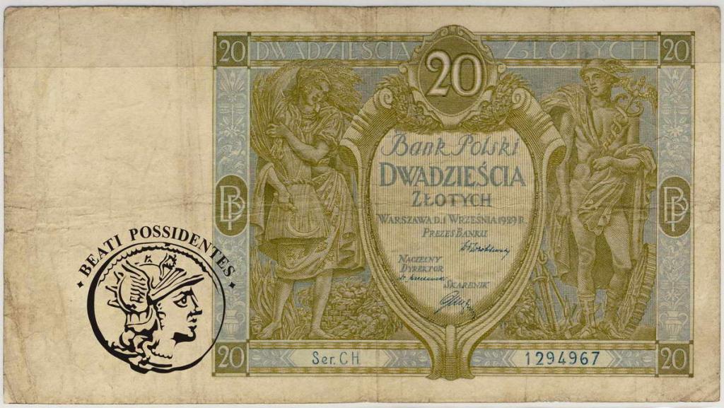 Polska 20 złotych 1929 seria CH st.4