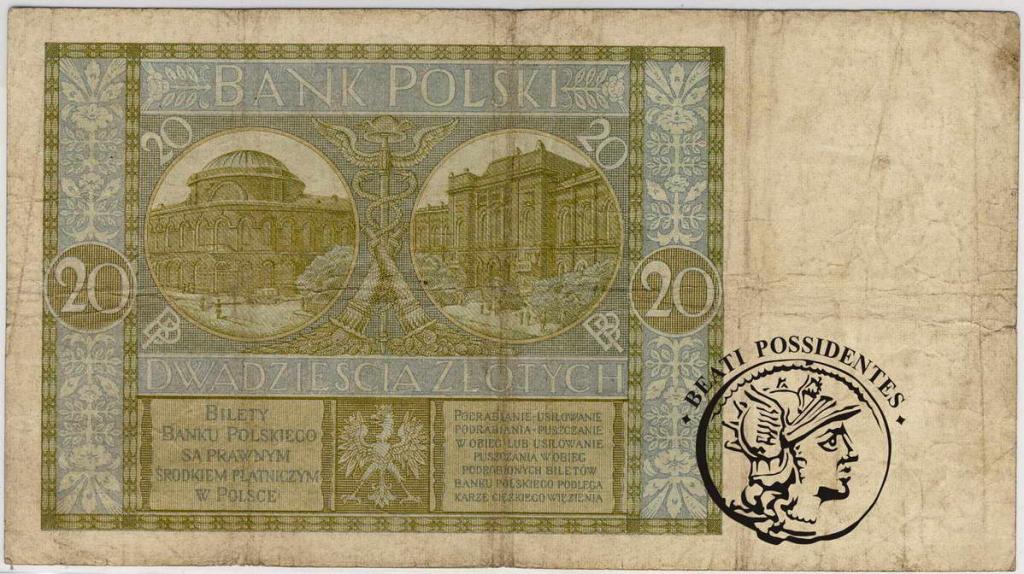 Polska 20 złotych 1929 seria CH st.4