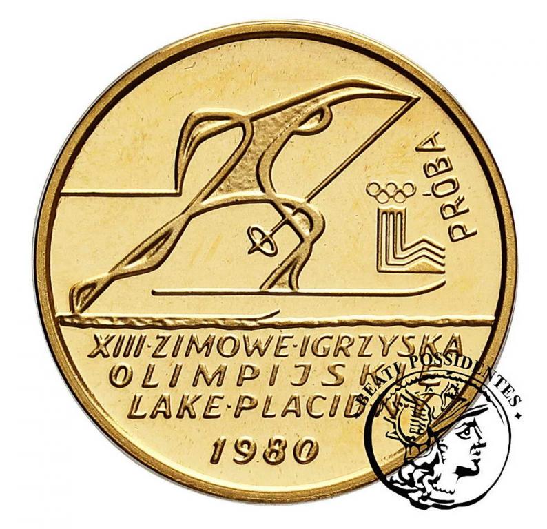 Polska PRL PRÓBA Au 2000 zł Lake Placid 1980 st.L