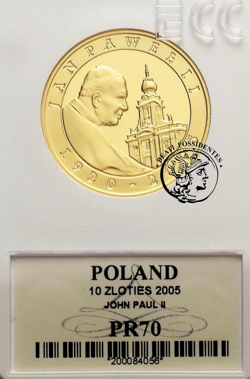10 zł 2005 Jan Paweł II platerowany GCN PR70