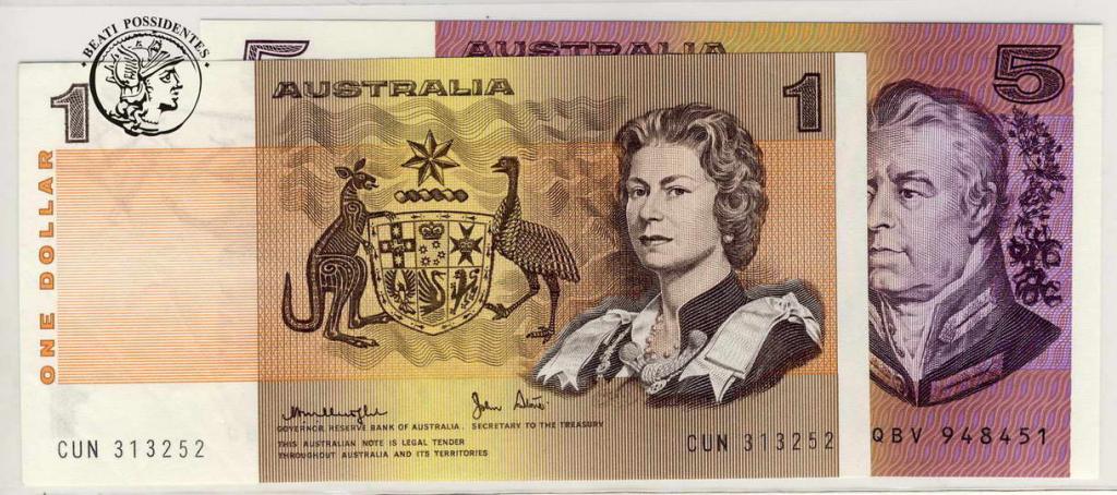 Australia 1 + 5 dolarów 1966-72 lot 2 szt st.1