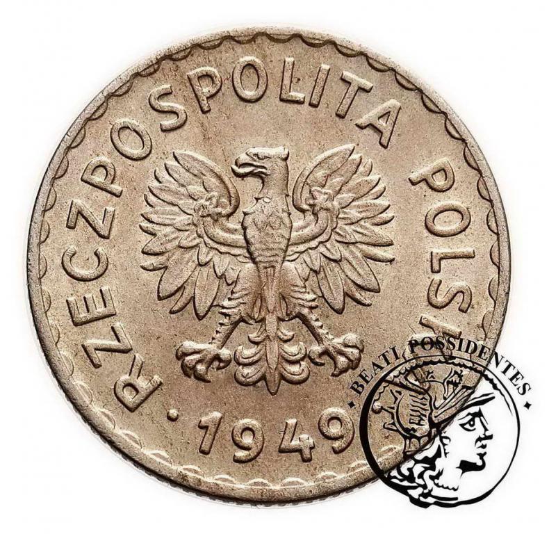 Polska PRL 1 złoty 1949 miedzionikiel st. 1-
