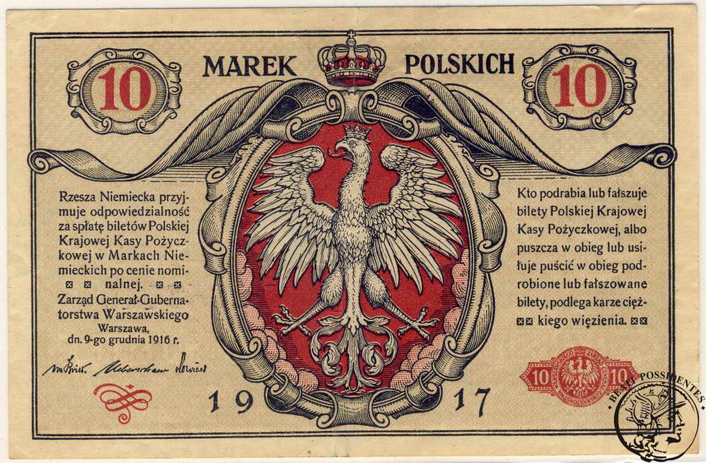 Polska 10 Marek polskich 1916 (...Generał) st.3+