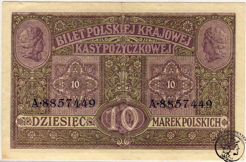 Polska 10 Marek polskich 1916 (...Generał) st.3+