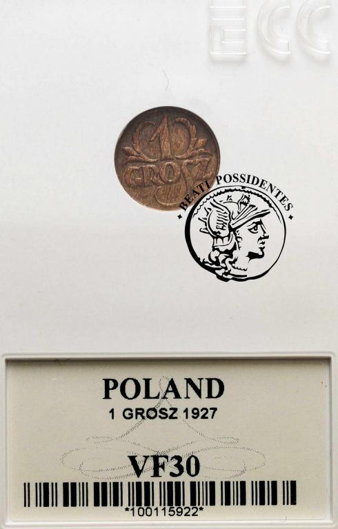 Polska II RP 1 grosz 1927 GCN VF30