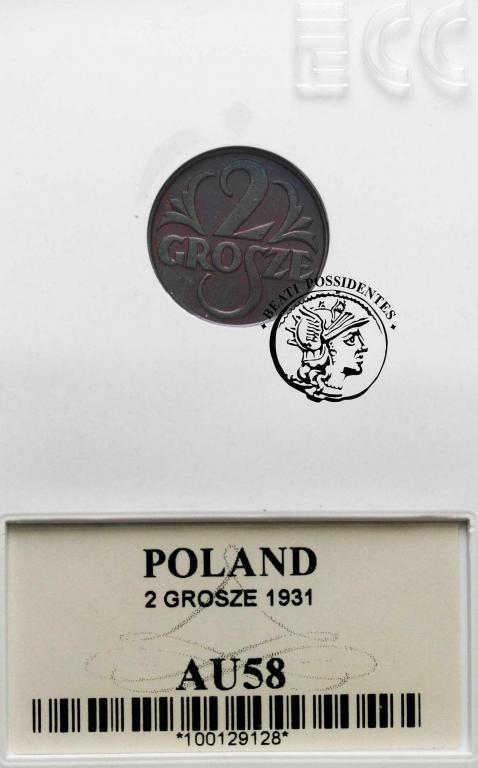 Polska II RP 2 grosze  1931 GCN AU58