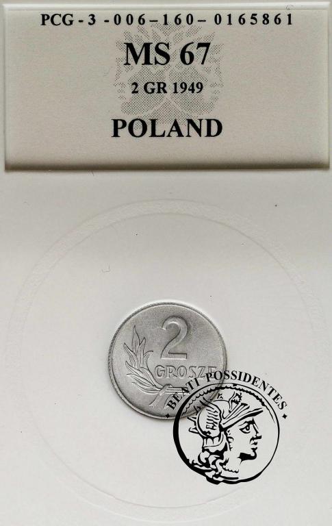 Polska PRL 2 grosze 1949 PCG MS67