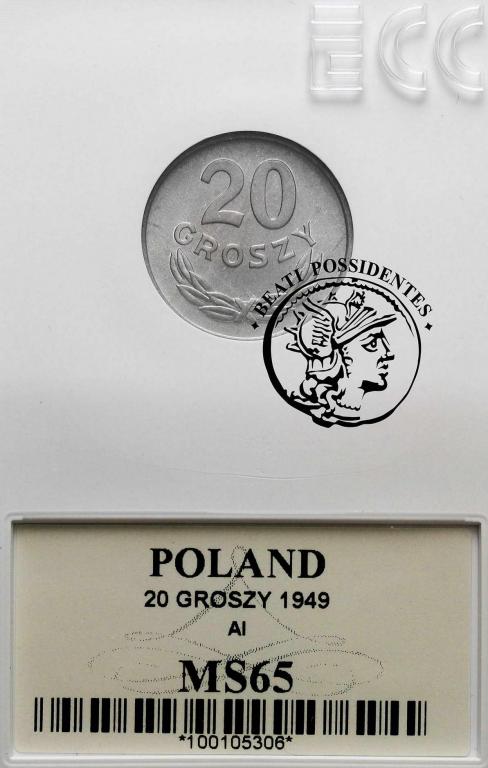 Polska PRL 20 groszy 1949 GCN MS65